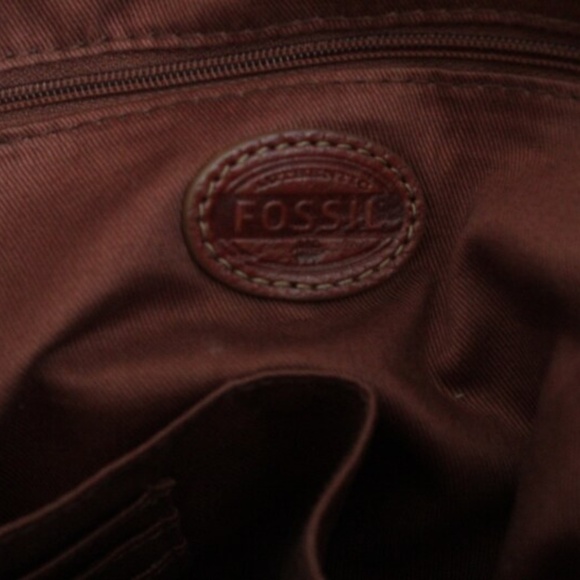 Fossil Gold Saffiano Textured Leather Top Handle Tote Bag Purse - Picture 4 of 5